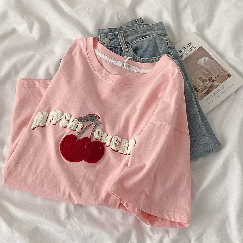 DESIGN LETTER FRUIT PATTERN T-SHIRT UB98021