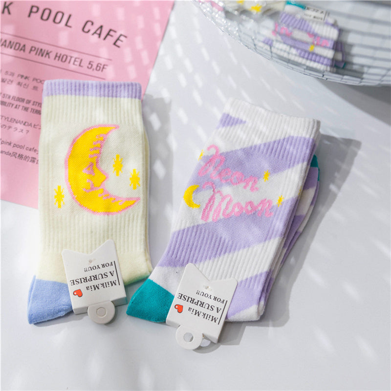 "CANDY-COLORED MOON" COTTON SOCKS K111815