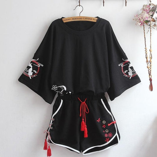 Harajuku Sweet Cartoon Fox Print Loose T-shirt UB6310