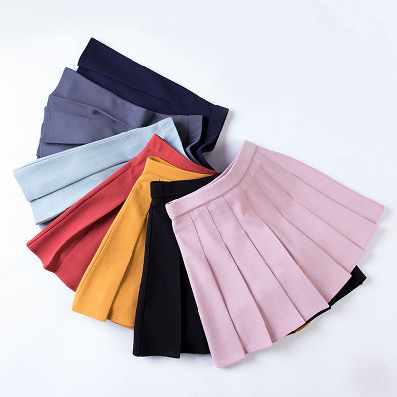 "CANDY-COLORED ELASTIC WAIST" PLEATED SKIRT K112207