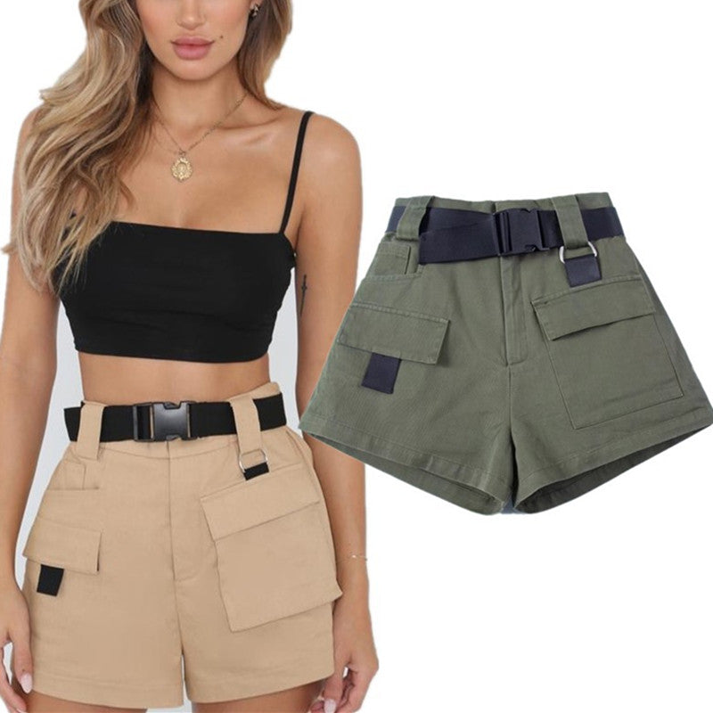 FASHION CASUAL OVERALLS SHORTS WITH BELT K070208