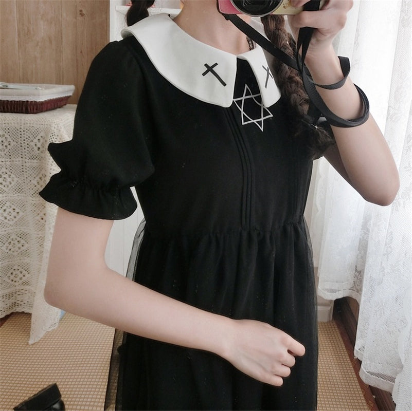 Japanese Soft Girl Cross Hexagram Dress UB6169