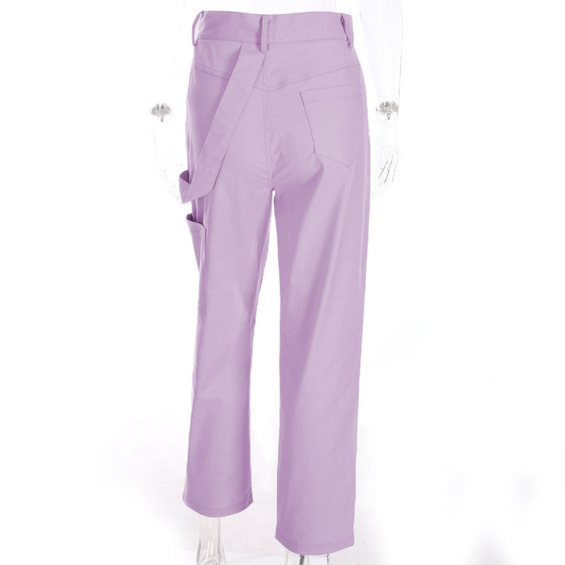 [@missjaydenb] "PURPLE SIDE POCKET HIGH WAIST" OVERALLS PANTS K050301REVIEW
