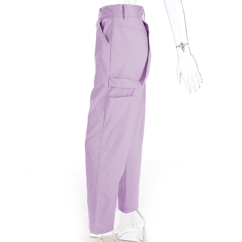 [@missjaydenb] "PURPLE SIDE POCKET HIGH WAIST" OVERALLS PANTS K050301REVIEW