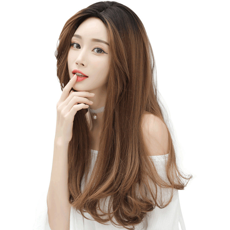 "THREE-COLOR TOP DYED BLACK LONG CURLY" WIG H041912
