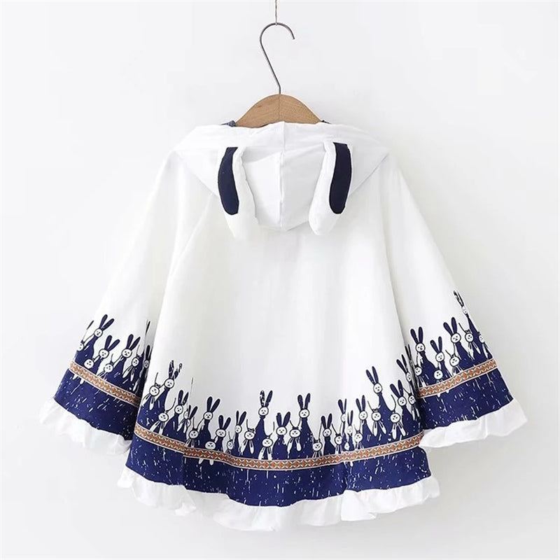 "WHITE/GREY/NAVY KAWAII BUNNY EARS" HOODIE CLOAK K100311