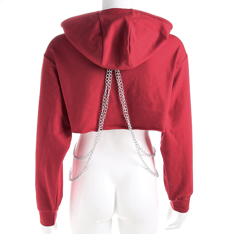"RED/BLACK CHIC CHAIN LOOSE" SHORT HOODIES K102616REVIEW