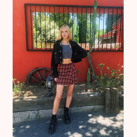 "HUGE" PLAID SKIRT SHORT K022006