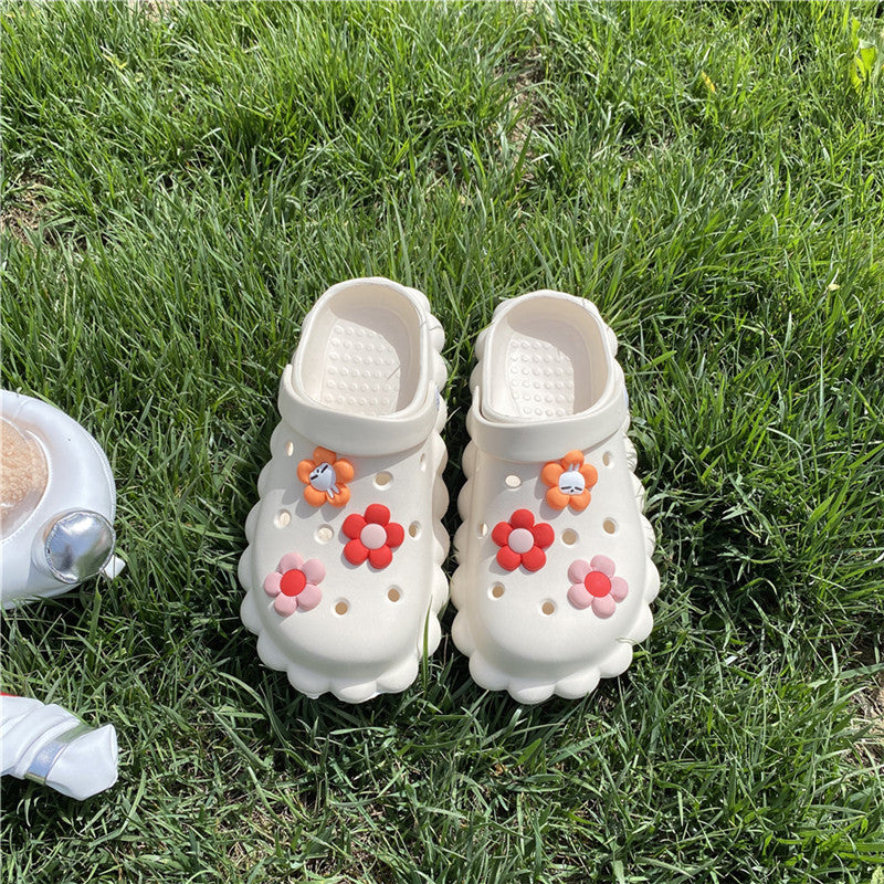 Cute Little Flower Big Head Hole Shoes Slippers UB3249