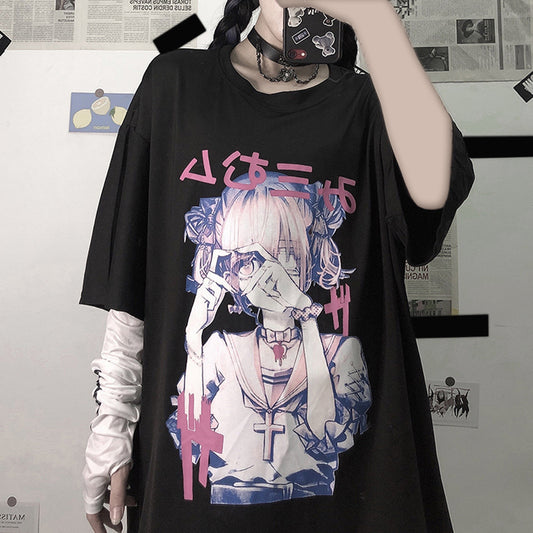 Ulzzang Anime Harajuku Style Print T-shirt UB6297
