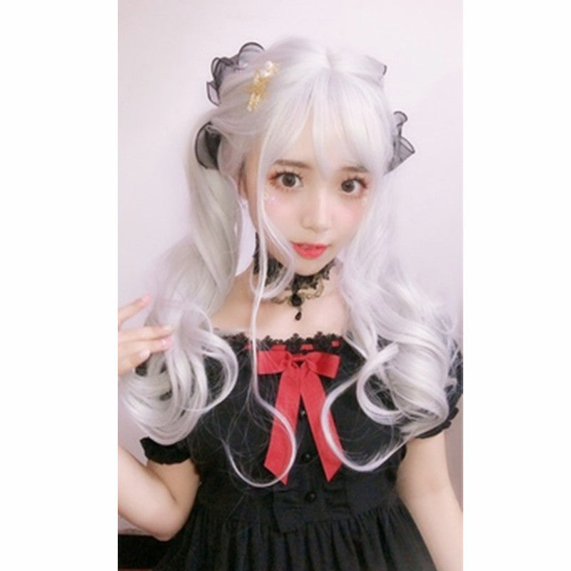 "SILVER LARGE WAVY" LONG CURLY HAIR WITH BANGS K081602
