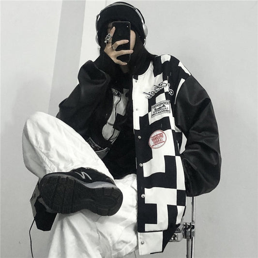 Retro black and white checkerboard jacket UB3449