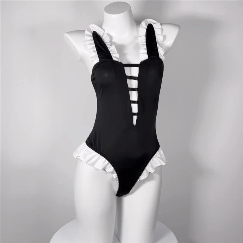 Black White Maid Outfit Bunny Bodysuit UB6268