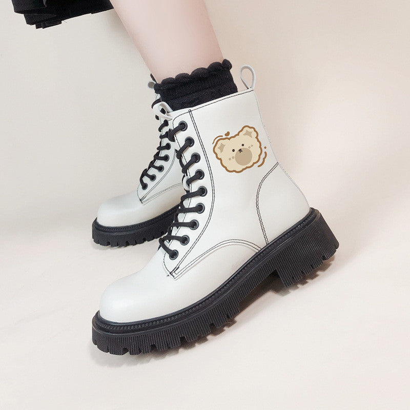 WHITE CARTOON BEAR MARTIN BOOTS UB3379