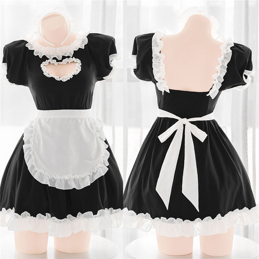 BLACK LOVE HOLLOW UNIFORM MAID DRESS UB3373