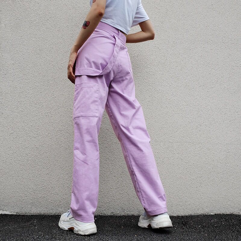 [@missjaydenb] "PURPLE SIDE POCKET HIGH WAIST" OVERALLS PANTS K050301REVIEW