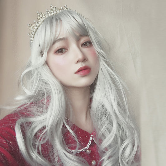 "SILVER WHITE LONG CURLY" WIG Y040318