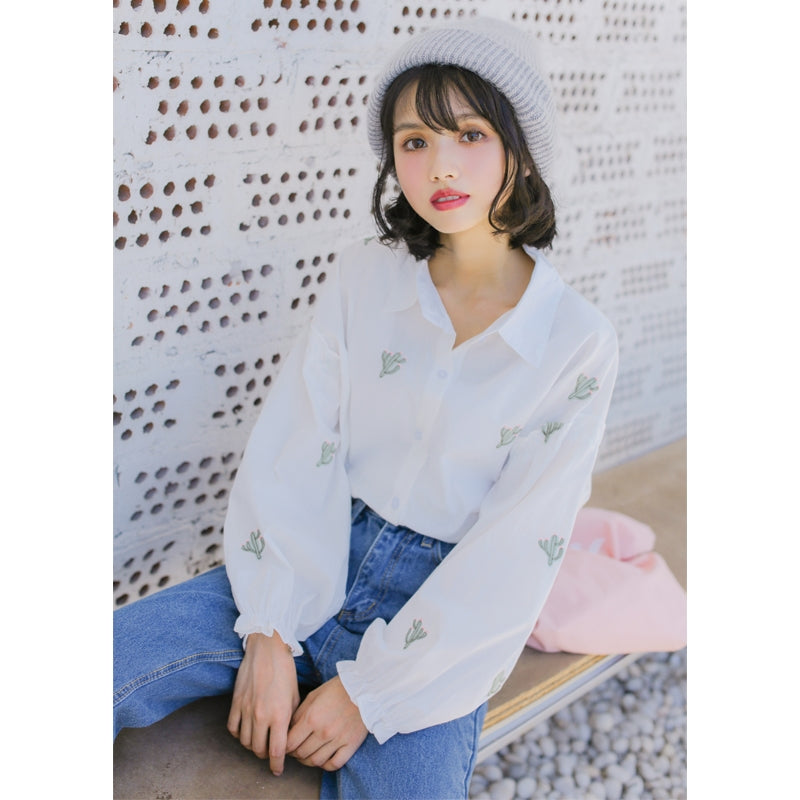 "CACTUS EMBROIDERY" SHIRT W010132