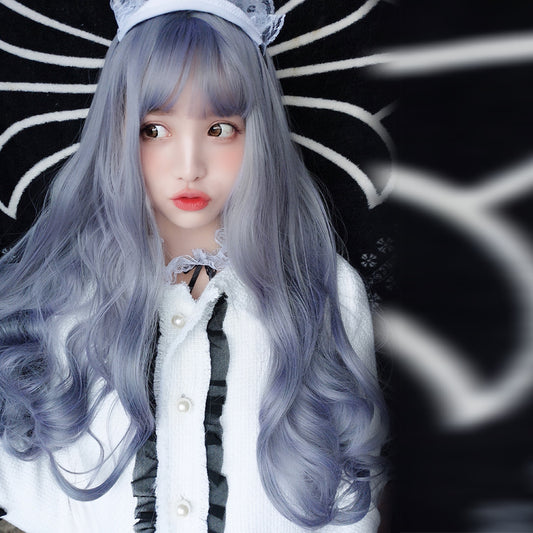 "GRAY PURPLE" LONG CURLY WIG K082211