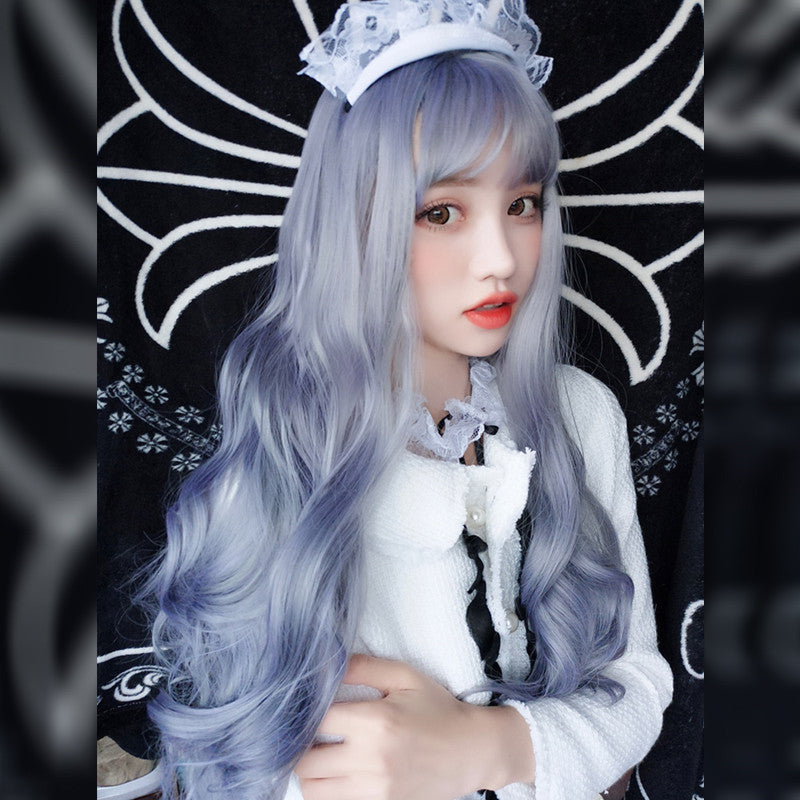 "GRAY PURPLE" LONG CURLY WIG K082211