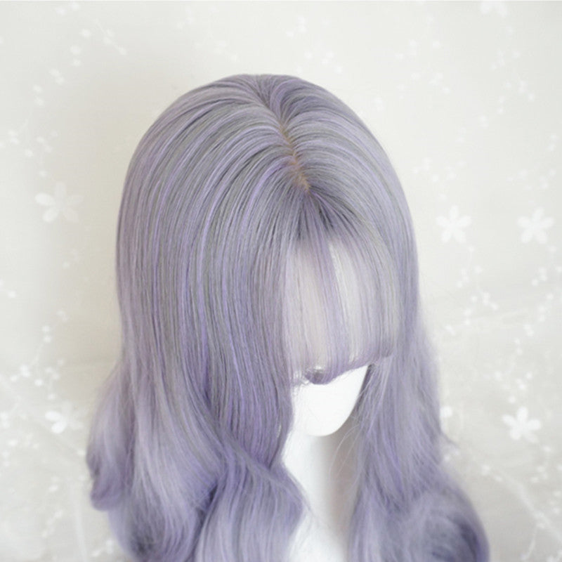 "GRAY PURPLE" LONG CURLY WIG K082211