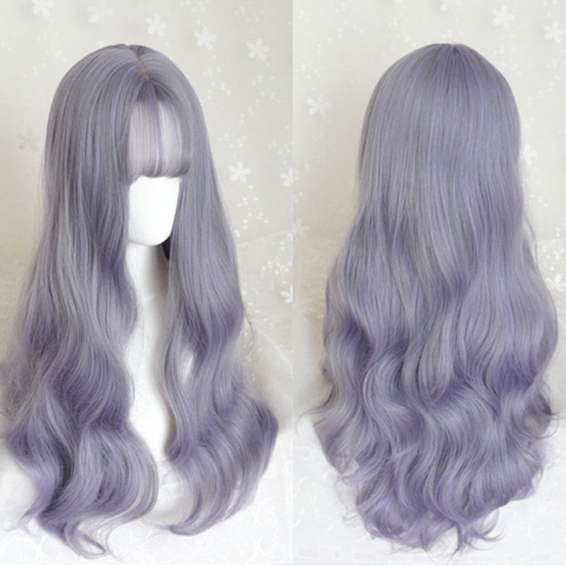 "GRAY PURPLE" LONG CURLY WIG K082211