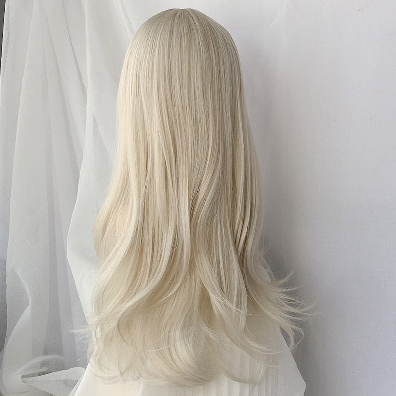 [@iulianamihai] Off White Natural Long Curly Hair Wig H082102