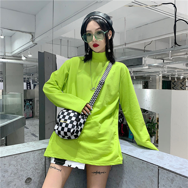 "COUPLE FLUORESCENT GREEN CHECKERS" LONG SLEEVES K050509