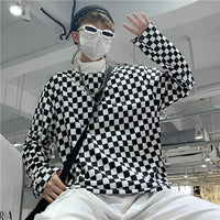 "COUPLE FLUORESCENT GREEN CHECKERS" LONG SLEEVES K050509