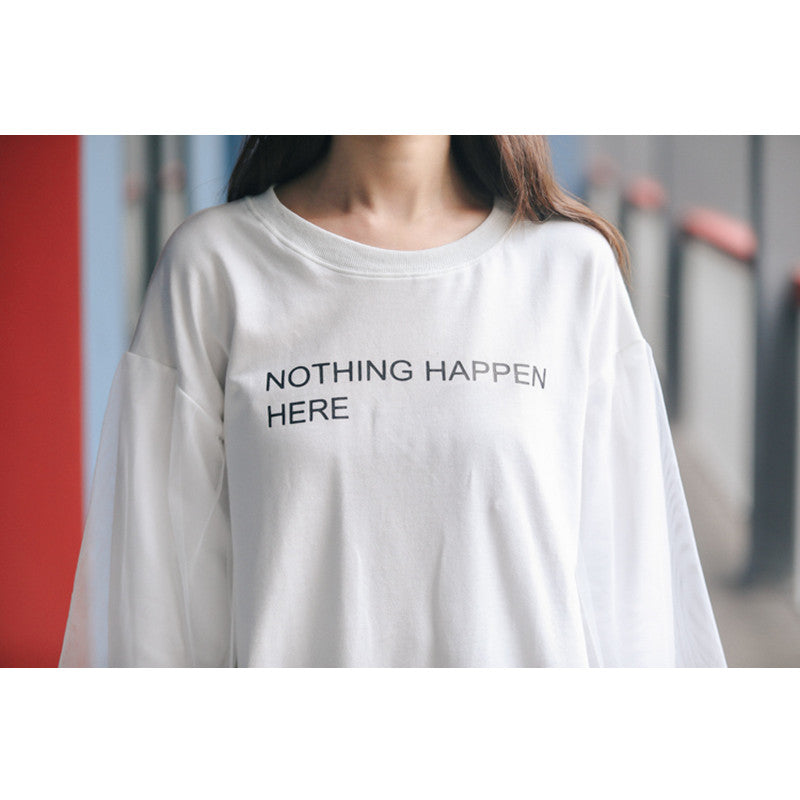 "NOTHING HAPPEN HERE" LONG SLEEVES +SKIRT K102206