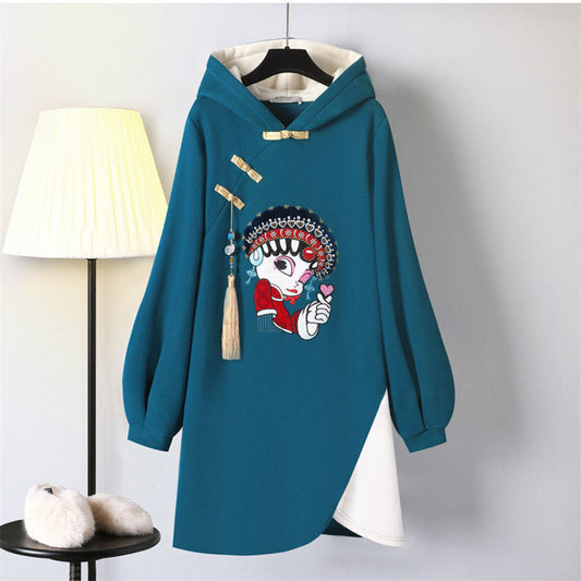 CHINOISERIE EMBROIDERED PLUS FLEECE HOODIE UB3300
