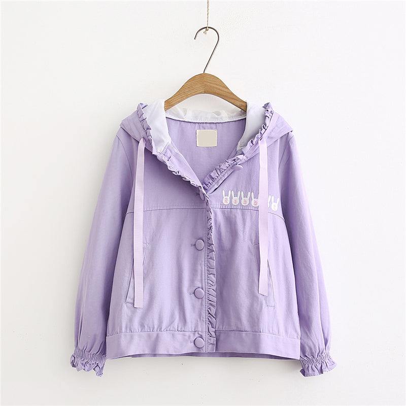 "CUTE BUNNY EAR" PURPLEHOODED JACKET K100306