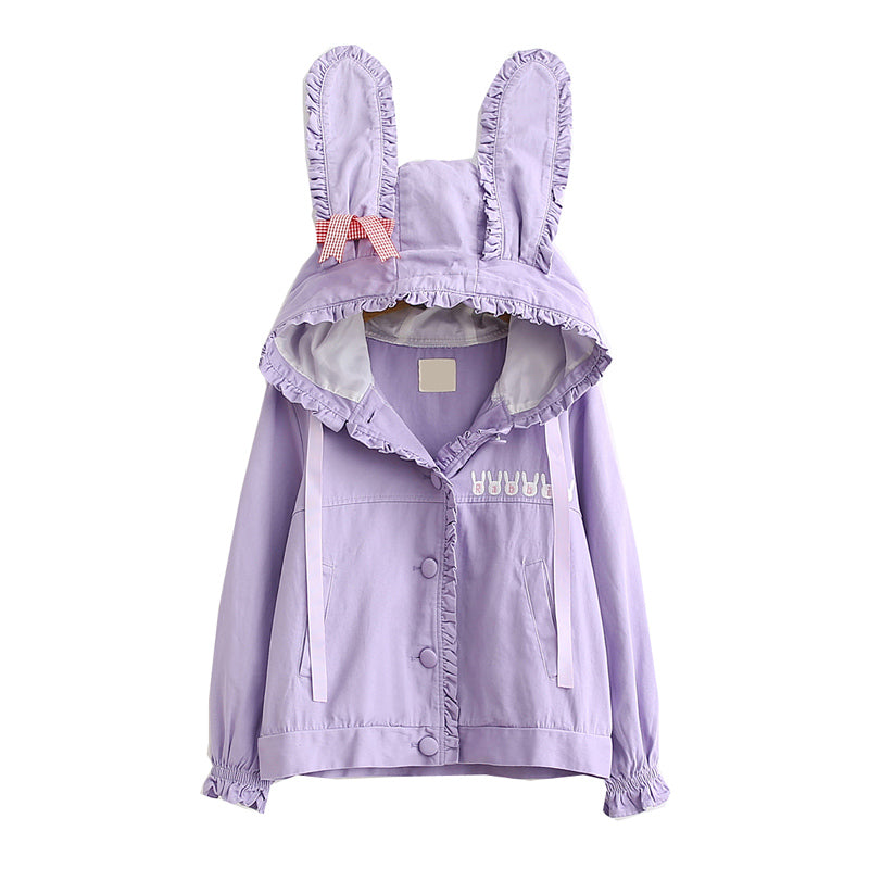 "CUTE BUNNY EAR" PURPLEHOODED JACKET K100306