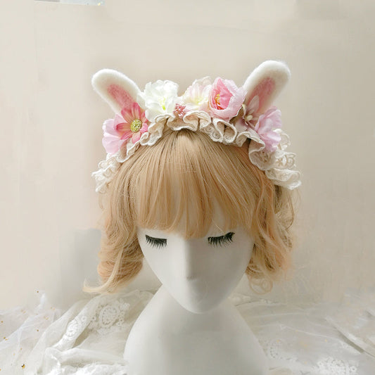 Cute Lolita Flower Bunny Ears Headband UB95846