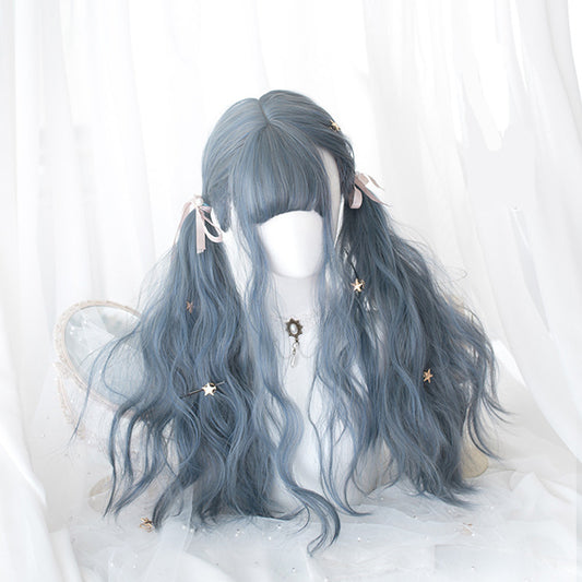 "MIXED GRAY-BLUE LONG CURLY" WIG K102316