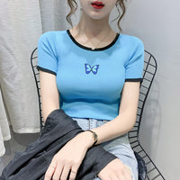 "BUTTERFLY KNITTED" SHORT SLEEVE D042901