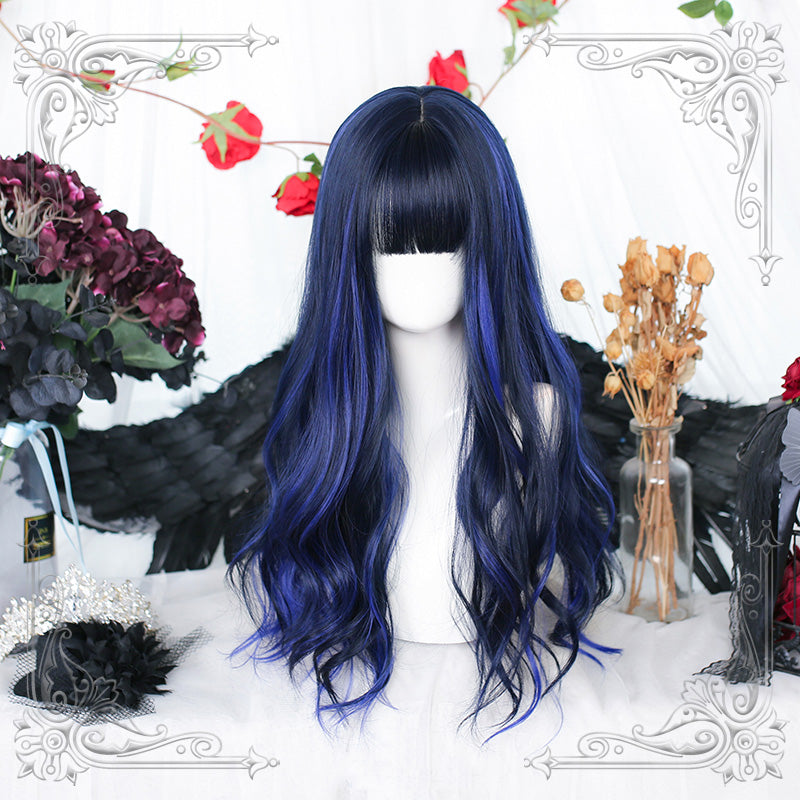 Galaxy Blue Big Wavy Long Curly Wig UB6250