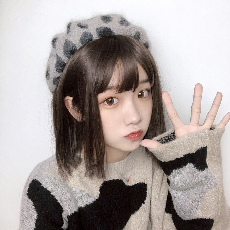 "BROWN GRAY BROWN RED LOLITA MEDIUM LONG STRAIGHT" WIG D041611