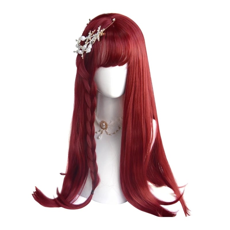 [@arelly_trujillo] "WINE RED MICRO CURLY LONG" WIG D042004