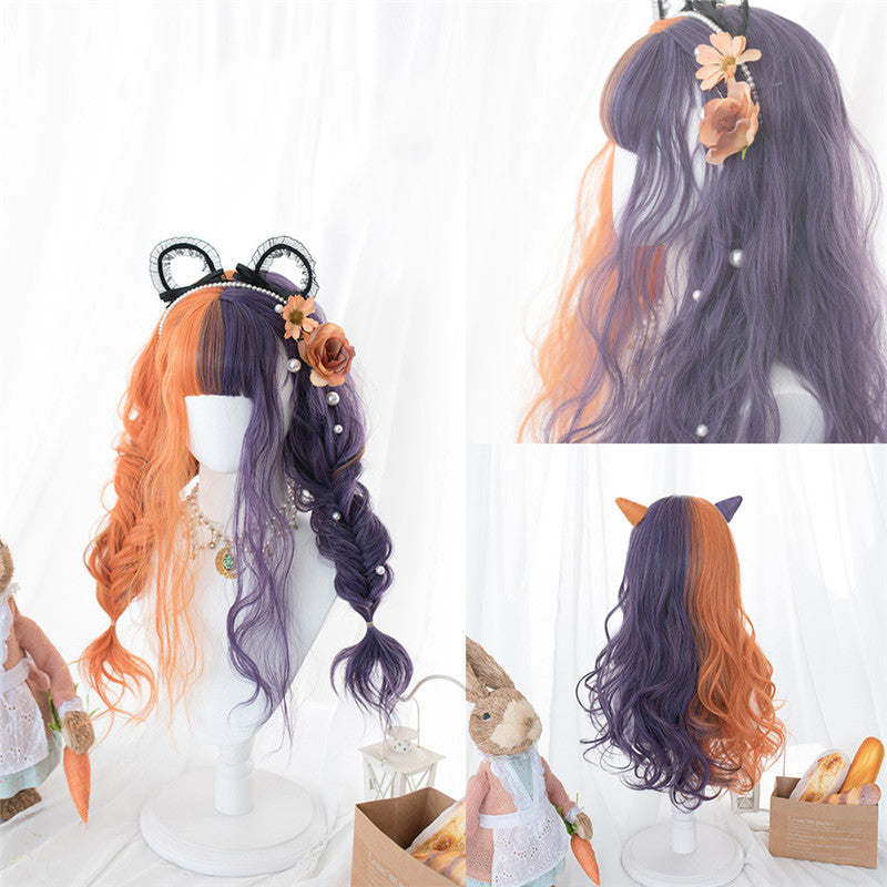 [Uoobox custom pre-sale] PURPLE ORANGE COLOR MATCHING LONG CURLY WIG UB3317