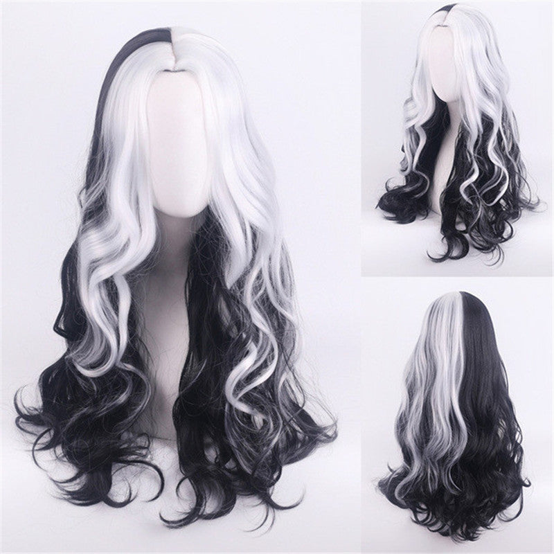 COSPLAY KUILA BLACK WHITE WITCH COLOR MATCHING WIG UB2643