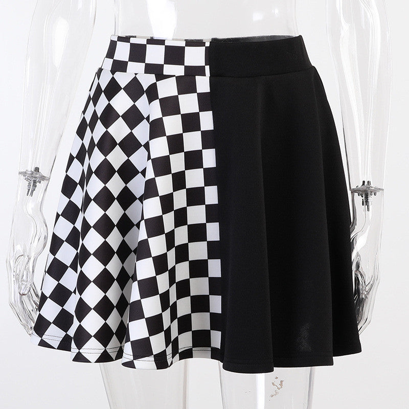 Plaid Contrast Stitching Skirt ER5714