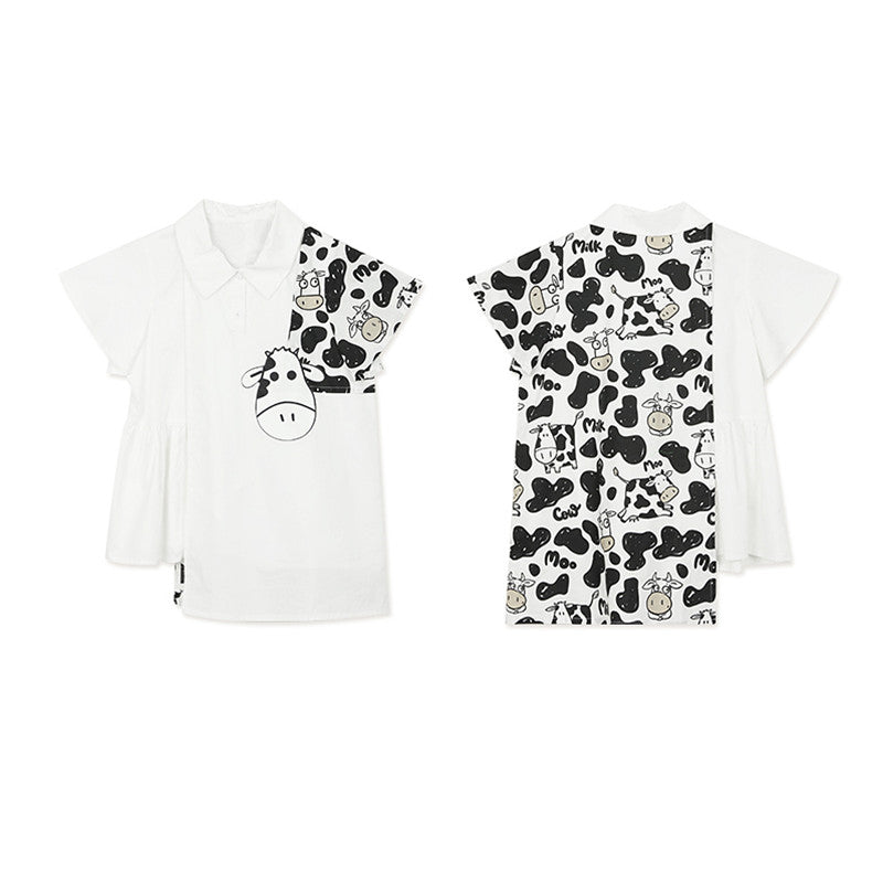 White Cow Irregular Shirt UB3219