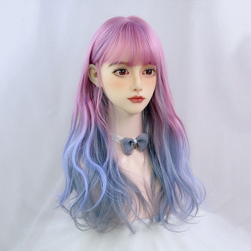 [@e.unjee] PURPLE GRADIENT BLUE LONG CURLY WIG UB3283