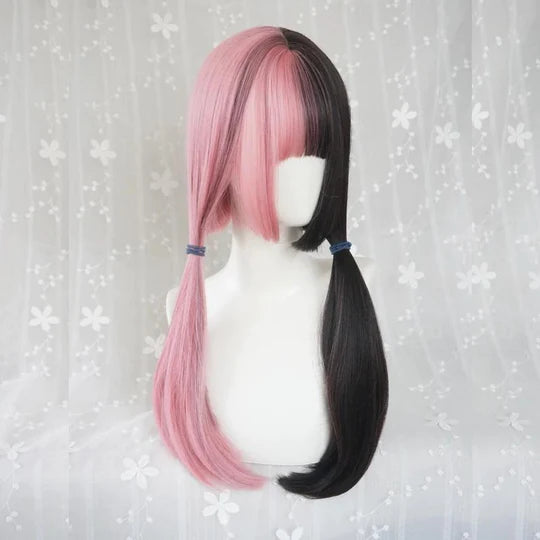 Half Black Half Pink Long Straight Wig   UB96044
