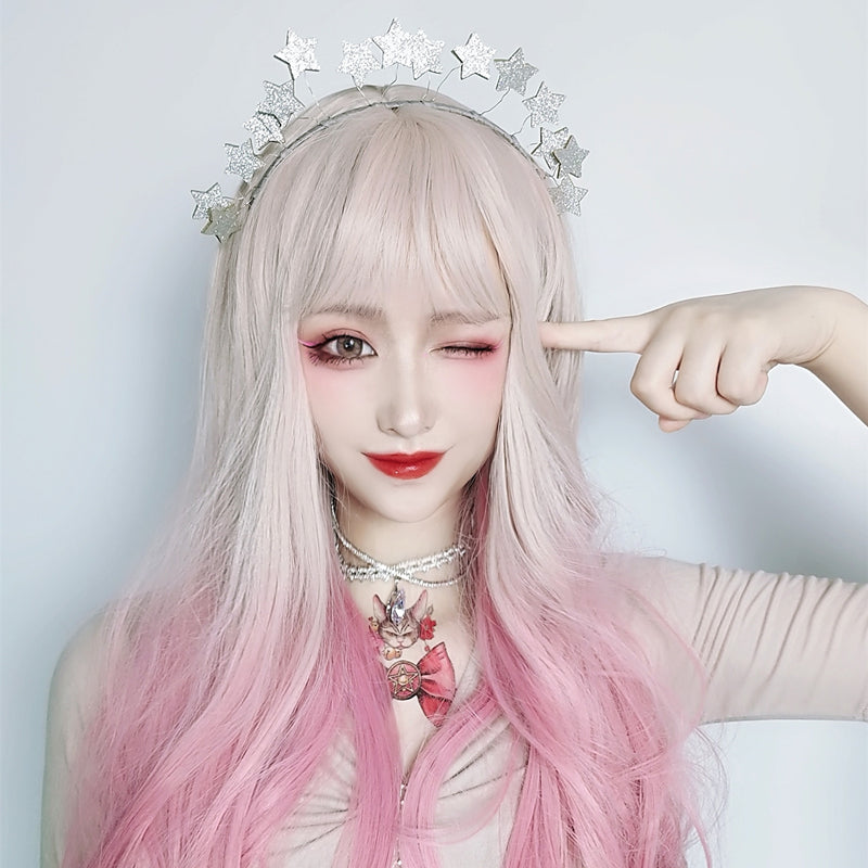 [@julianna.mur] Gradient Pink Long Straight Hair Wig H082012
