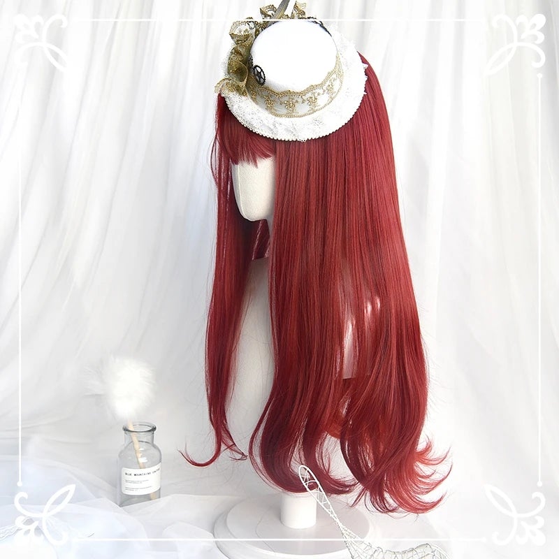 [@arelly_trujillo] "WINE RED MICRO CURLY LONG" WIG D042004