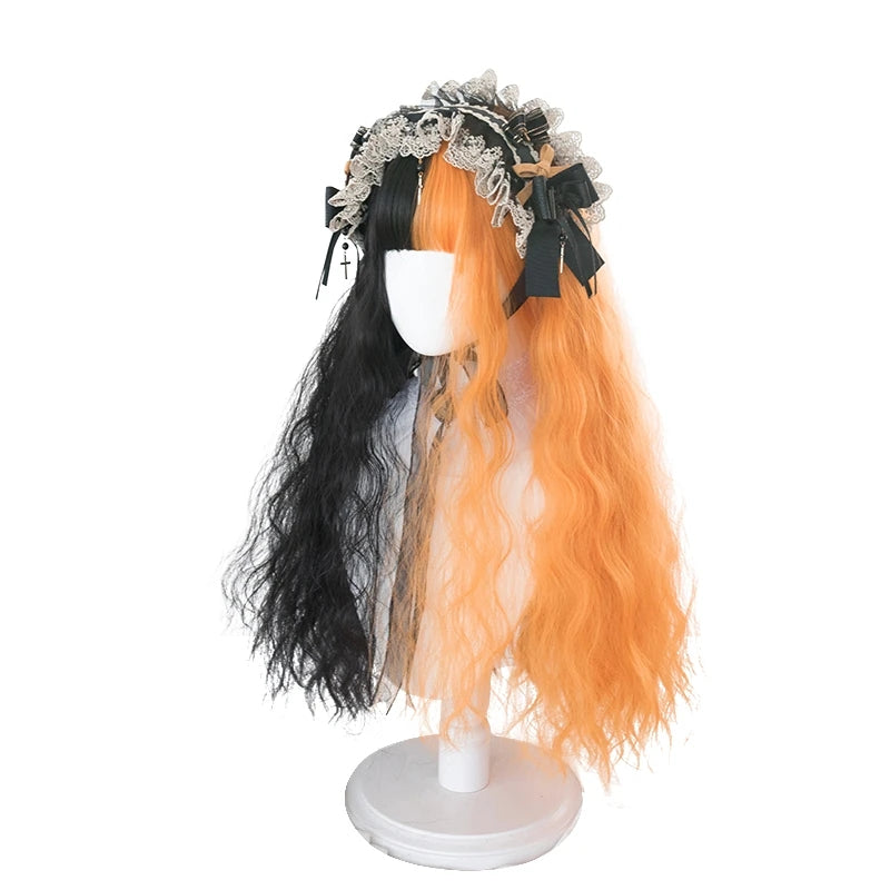 "HALF BLACK HALF ORANGE" WIG D041523