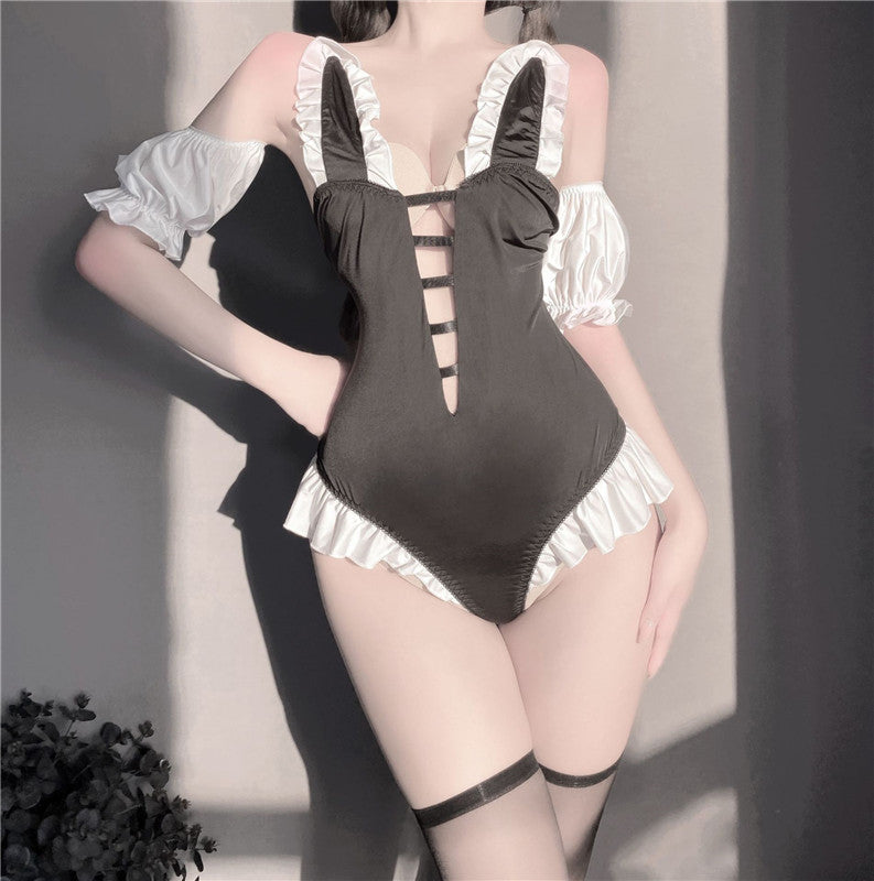 Black White Maid Outfit Bunny Bodysuit UB6268