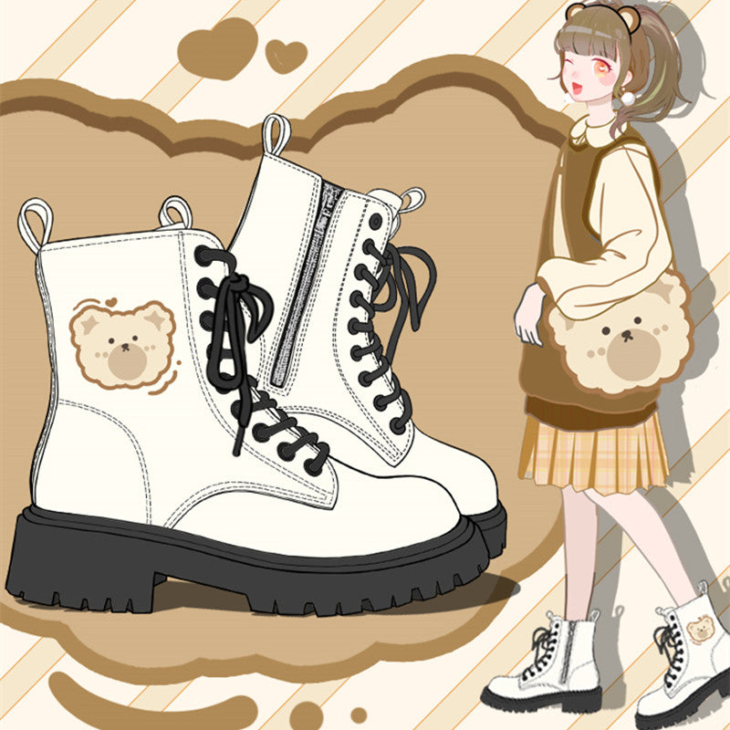 WHITE CARTOON BEAR MARTIN BOOTS UB3379